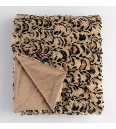 Royal Luxury Cozy Brushed Printed Leopard Pattern Plush Furry Rabbit Fur Minky leopard blanket for Winter
