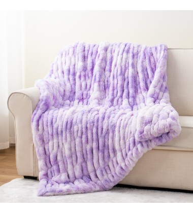 Adult Baby Sized Super Soft Fuzzy Double Sides Rainbow Tie Dye Ruched Faux Fur Minky Throw Blankets Hugs for deco