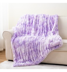 Double Sided Ultra Plush Cozy Large Tie dye Lavender Purple Adult Baby Ruched Faux Fur Minky Throw Blanket Ruched Minky Fabric