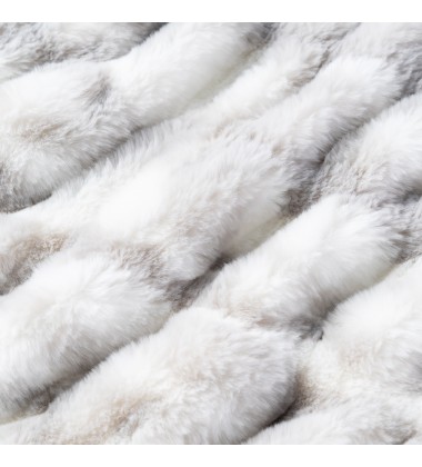 2023 New Arrivals  Printed Gray Polyester Fuzzy Fluffy Rabbit Bubble Faux Fur Fabric Ruched Minky Baby Blanket for winter