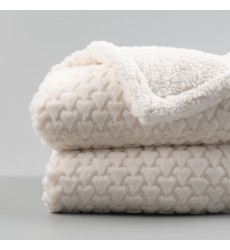 Egret White Fuzzy Reversible Sherpa Blankets Faux Fur Blanket Throw