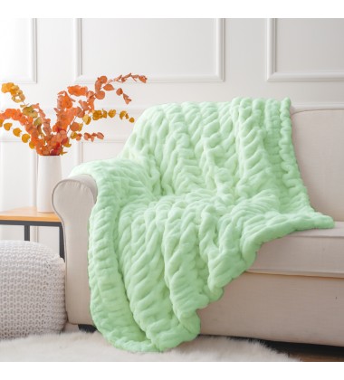 Luxury Cozy Pumpkin Color Double Sides Ruched Minky Throw Hugs Halloween Autumn Harvest Plush Stretch Seasonal Faux Fur Blanket