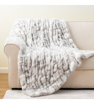 60x72Inch High end Quality Super Soft Thick Fluffy Outstanding Warm Double Sides Ruched Minky Throw Blankets for Couch